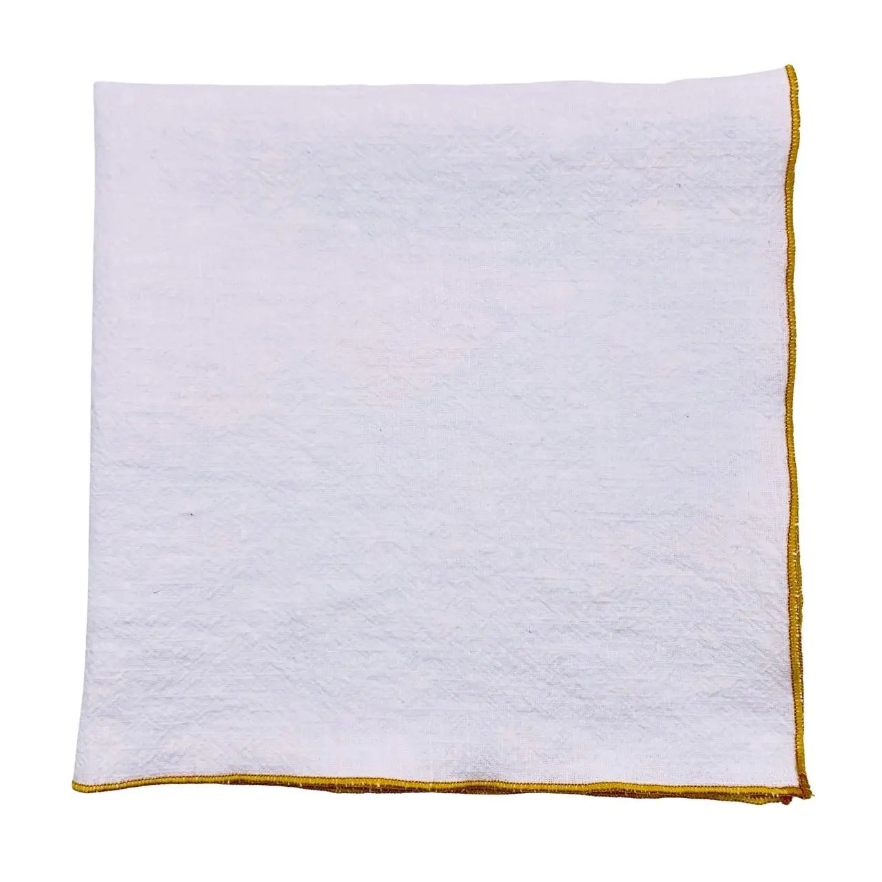 Serviette en lin lavé couleur blanche finition doré personnalisable