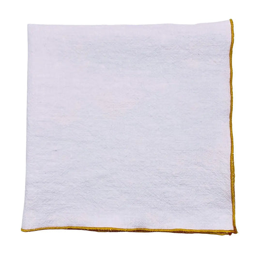 Serviette en lin lavé couleur blanche finition doré personnalisable