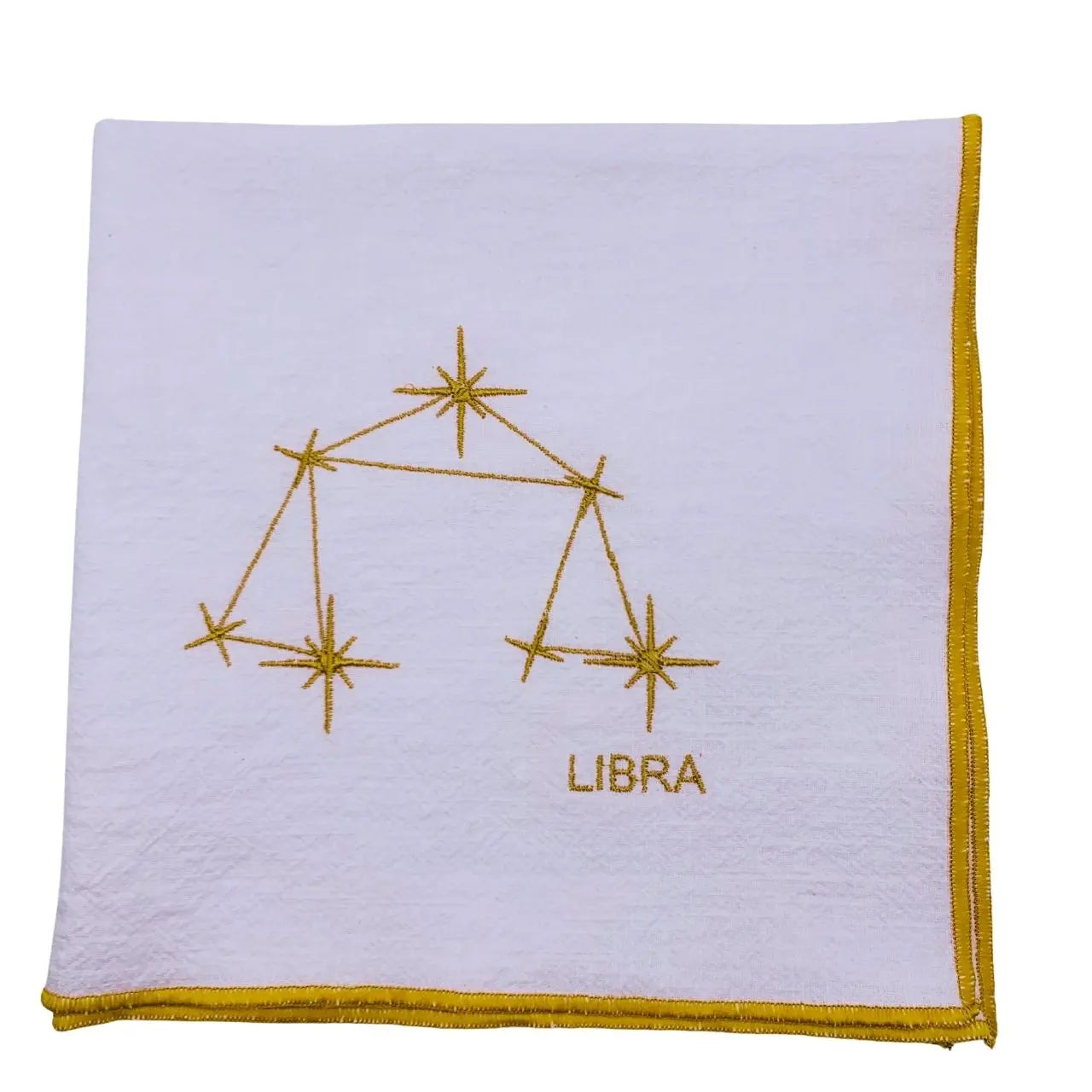 Serviette en lin lavé blanche finition doré_Constellations du Zodiaque