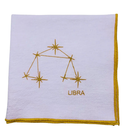 Serviette en lin lavé blanche finition doré_Constellations du Zodiaque