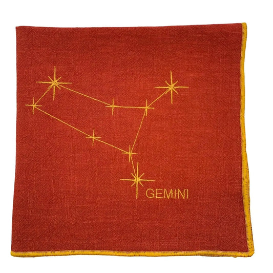 Serviette en lin lavé piment finition doré_Constellations du Zodiaque