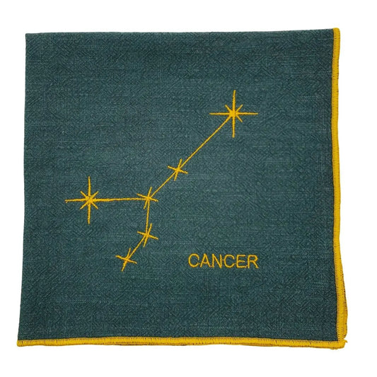 Serviette en lin lavé vert forêt finition doré_Constellations du Zodiaque