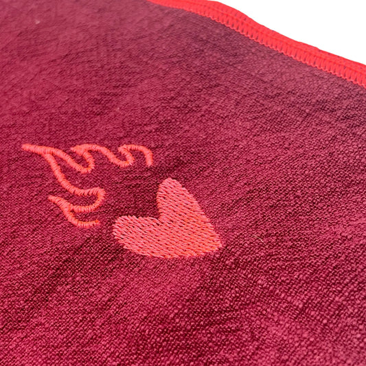 Serviette en lin lavé Framboise_broderie Coeur personnalisable